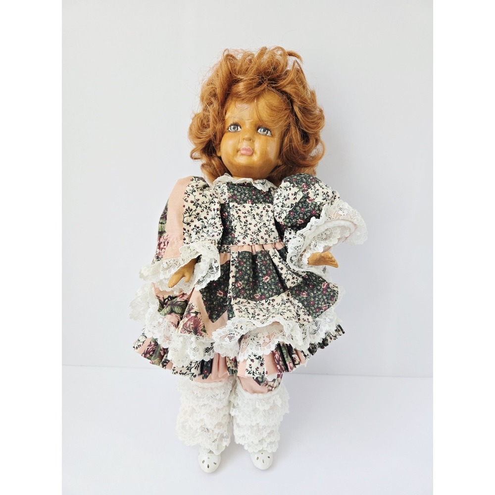 Van Vliet Wooden doll California‎ J&J Ayer 14" carved redhead